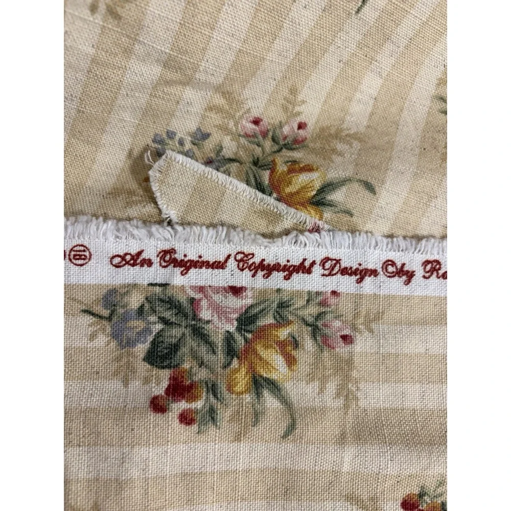Raymond Waites Mill Creek Mayflower Cotton Fabric Shabby Cottage Floral Stripe
